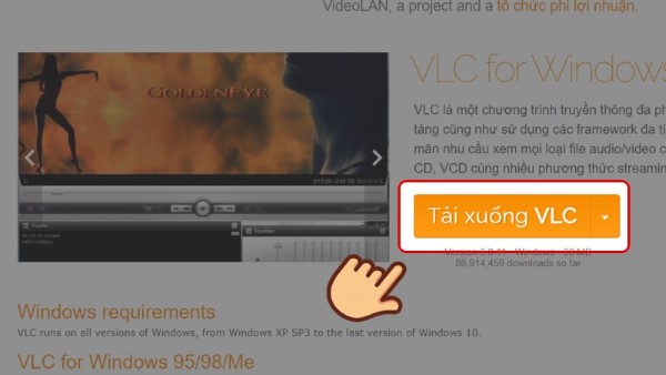 Nhấn chọn Tải xuống VLC