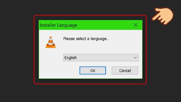 Chọn ngôn ngữ là English rồi nhấn OK