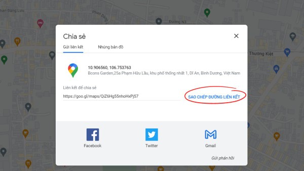 Nhấn vào “Sao chép liên kết” để lấy đường dẫn chia sẻ