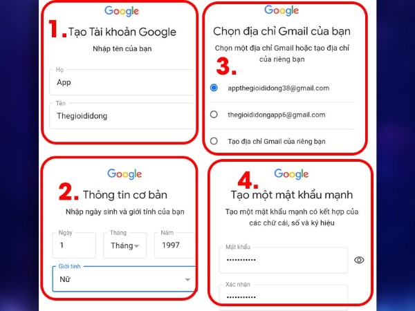 Nhập đầy đủ thông tin cá nhân như họ tên, ngày sinh, mật khẩu, tên người dùng,...