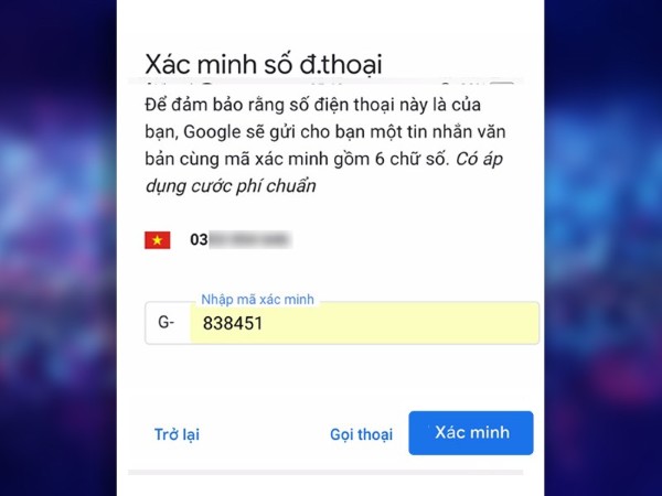 Nhận mã xác minh qua tin nhắn hoặc cuộc gọi, nhập mã và hoàn tất đăng ký
