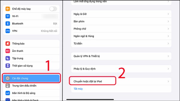 Chọn Chuyển hoặc đặt lại iPad (Transfer or Reset iPad) để thực hiện