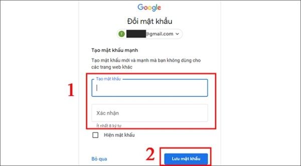 Bạn có thể đặt lại mật khẩu mới và lưu tài khoản trên trình duyệt