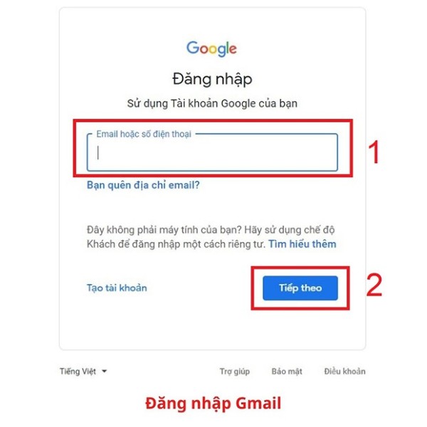 Nhập địa chỉ email cần đăng nhập