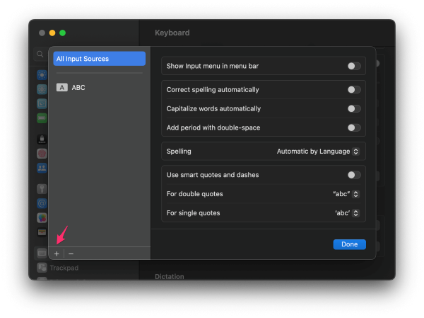 Truy cập System Settings > Keyboard > Text Input