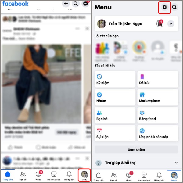 Nhấn chọn biểu tượng menu ở góc phải màn hình