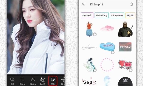 Chọn Nhãn để thêm các sticker độc đáo vào hình ảnh