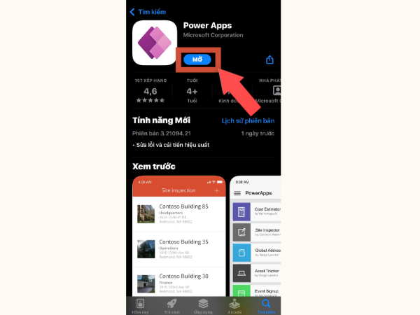Mở ứng dụng từ App Store