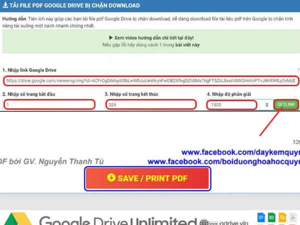 Dán link ảnh vào ô trống và độ phân giải mong muốn