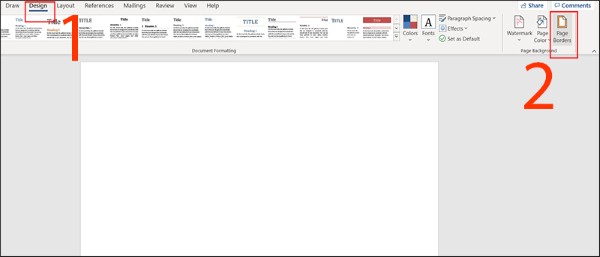 Đi đến tab Design và chọn Page Borders
