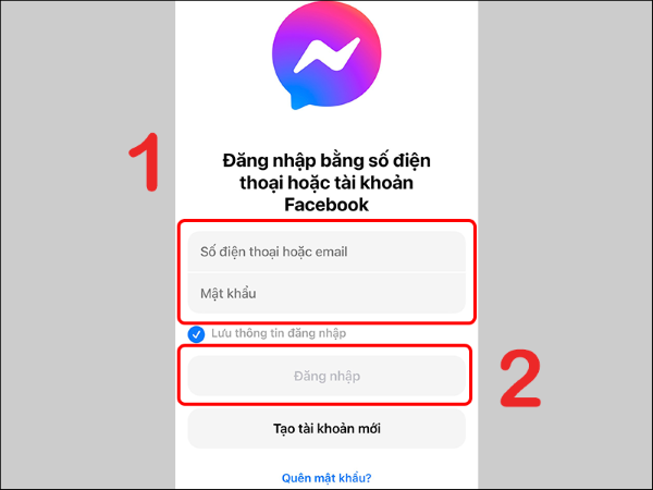 Nhập tên và mật khẩu đăng nhập của tài khoản Facebook