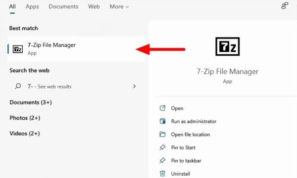 Khởi chạy phần mềm 7-Zip