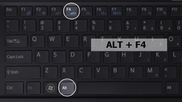 Nhấn Alt + F4 và giữ trong khoảng 1–2 giây