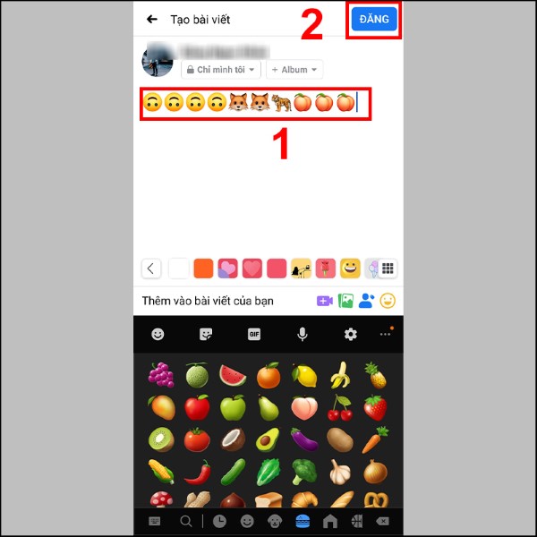Chọn vào emoji muốn sử dụng sau đó nhấn “Đăng”
