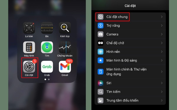 Mở Settings → chọn General