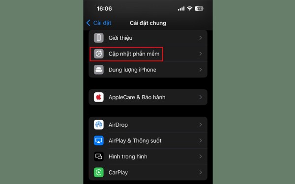 Chọn Software Update