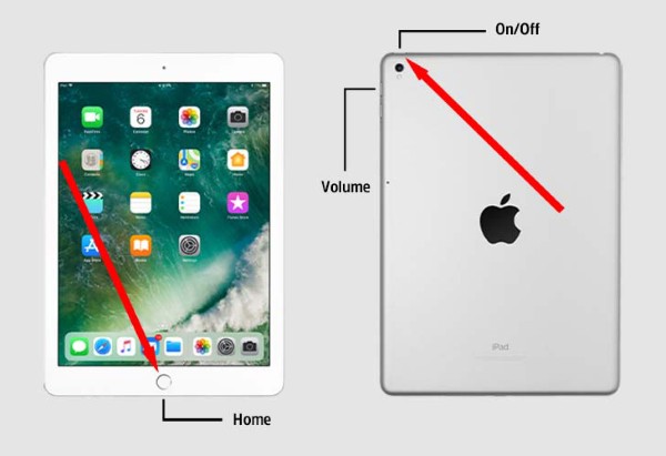 Nhấn giữ nút nguồn và âm lượng cho đến khi màn hình xuất hiện logo Apple
