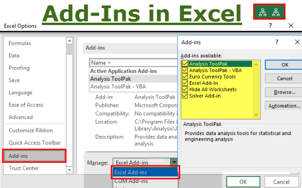 Hướng dẫn cách tắt từng Add-in trong Excel