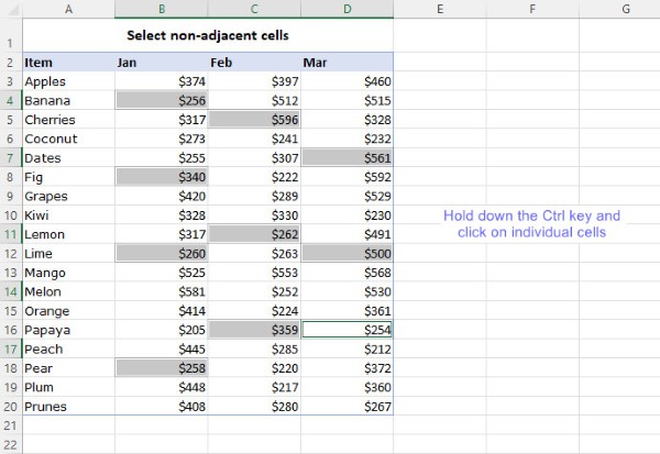Excel chỉ cho phép nhóm các hàng hoặc cột nằm liền kề nhau