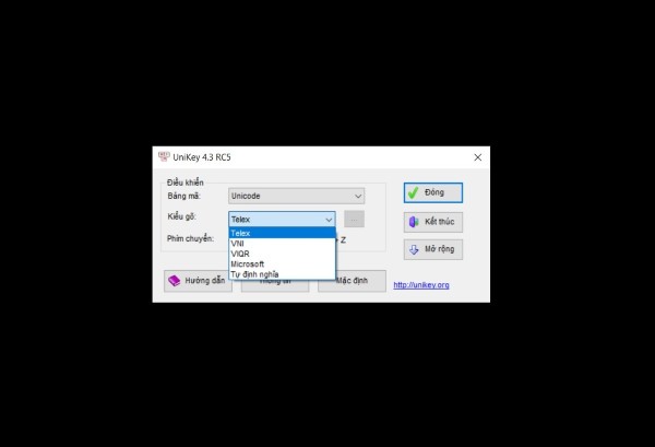 Tại mục "Kiểu gõ", nhấn chọn Telex