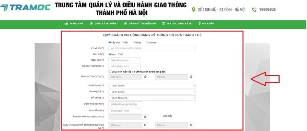 Điền đầy đủ thông tin cá nhân vào mẫu đăng ký online