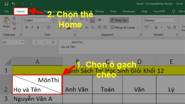 Mở tab Home