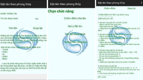Phần mềm Đặt tên phong thủy