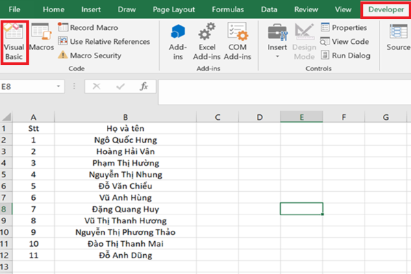 Chọn Visual Basic