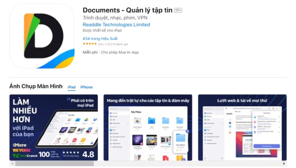 Tải ứng dụng Documents by Readdle từ App Store
