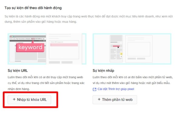Chọn Nhập từ khóa URL