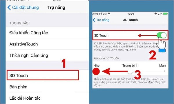 Mở mục 3D Touch và gạt công tắc sang chế độ Tắt