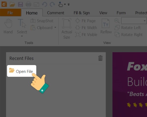 Khởi động Foxit Reader rồi nhấn tổ hợp phím Ctrl + O để mở file