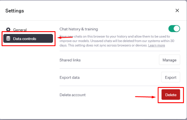 Chọn mục “Delete my account”