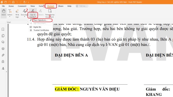 Chọn Protect → Sign & Certify