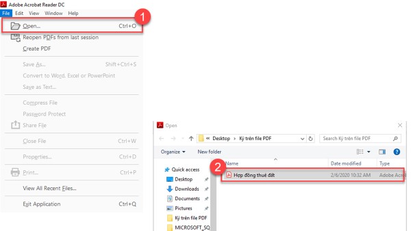 Mở tài liệu PDF trên Acrobat Reader DC