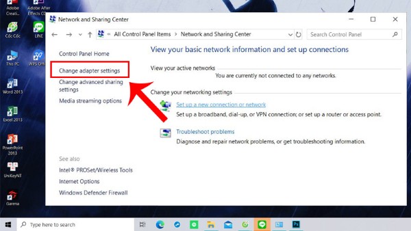 Chọn Change adapter settings