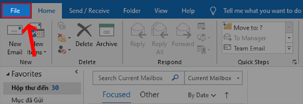 Chọn File trong Outlook