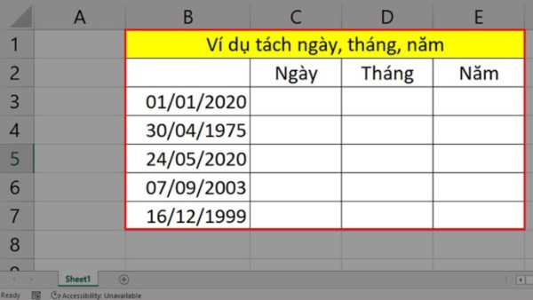 Sử dụng hàm để tách ngày tháng năm trong chuỗi