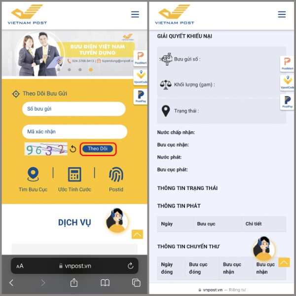 Tìm mục “Vietnam Post tra cứu vận đơn”