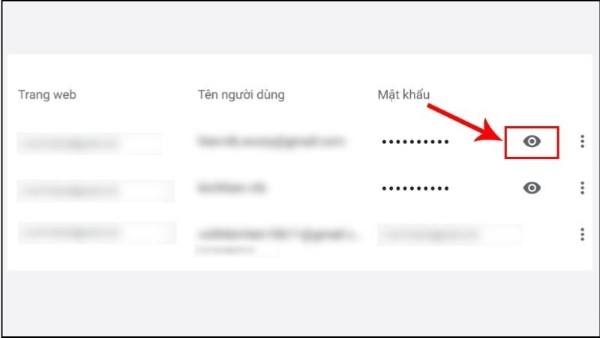Nhấn vào biểu tượng con mắt để xem mật khẩu
