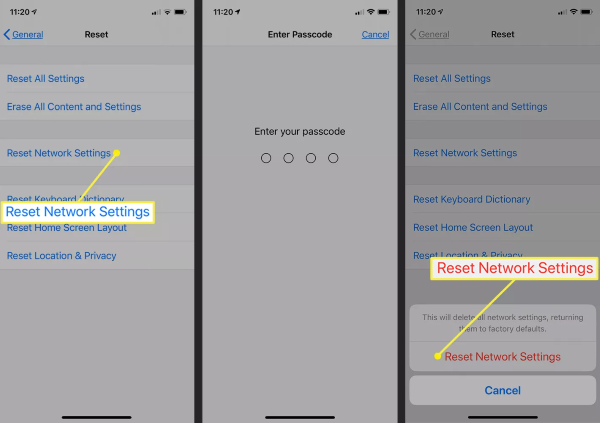 Chọn Reset Network Settings
