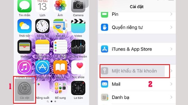 Chọn Mật khẩu & Tài khoản