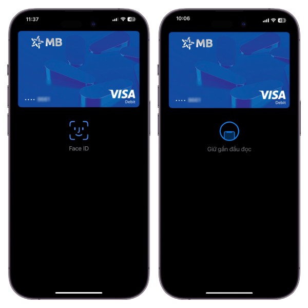 Đưa phần trên của iPhone gần đầu đọc thẻ sau khi xác thực
