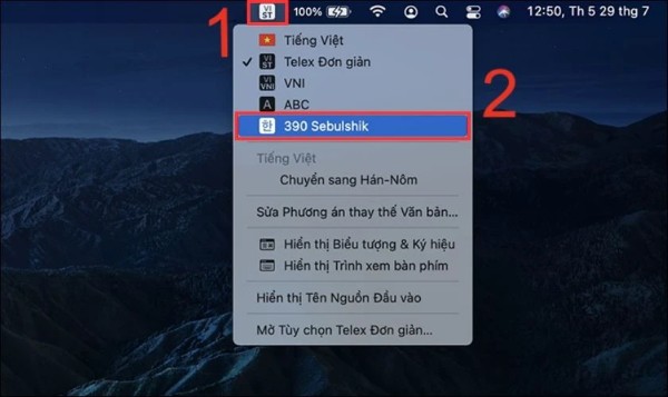 Nhấn vào biểu tượng ngôn ngữ