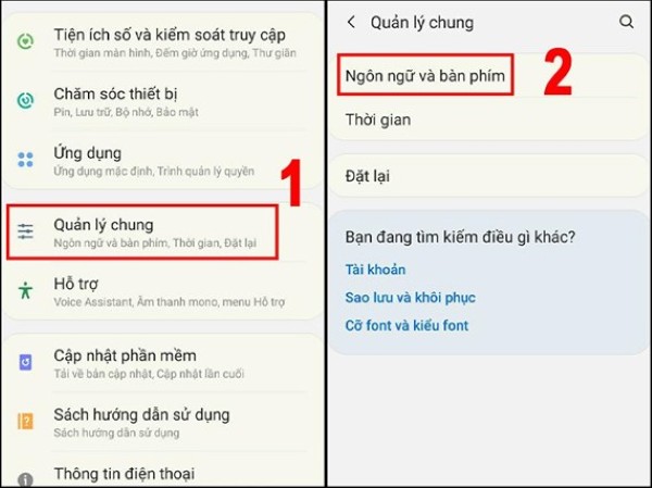 Chọn mục Quản lý chung