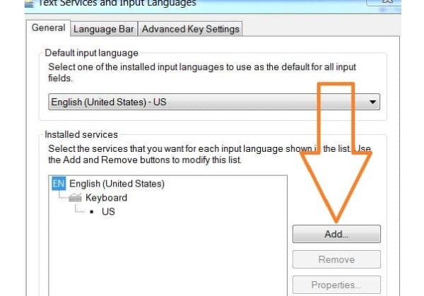 Nhấn Add…. trong tab General