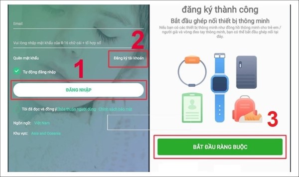 Nhấn “Bắt đầu ràng buộc”