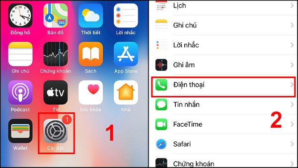 Chọn Cài đặt > Điện thoại