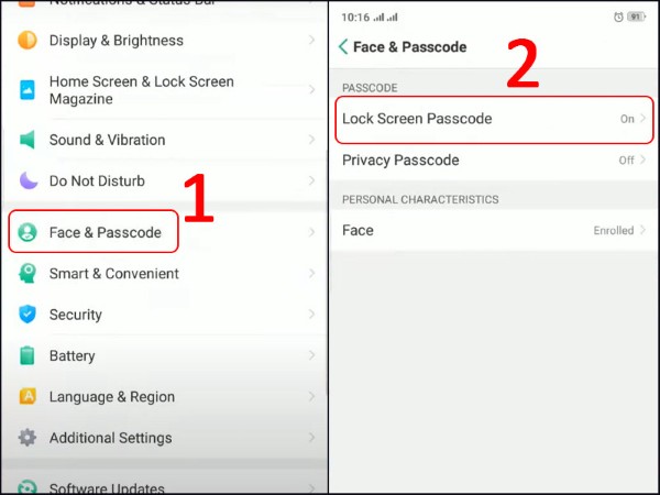 Chọn Mật khẩu màn hình khóa (Lock Screen Passcode)