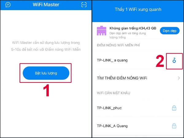 Chọn Bật lưu lượng